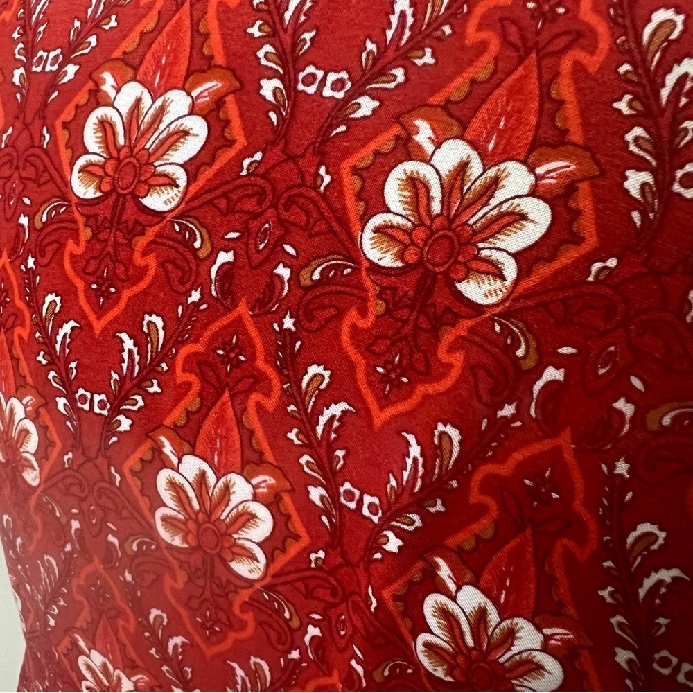 Zesica Maxi wrap dress short sleeve ruffle Red Cream Large - Picture 2 of 6